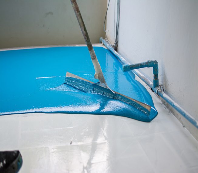Self leveling blue epoxy floor